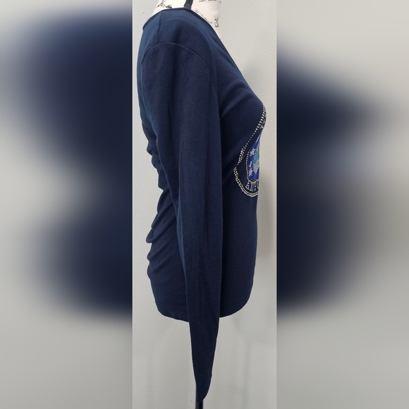 Old Navy Perfect Fitted V-Neck Long Sleeve Air Force Rhinestones Tee Sz MED NWT - Picture 6 of 12